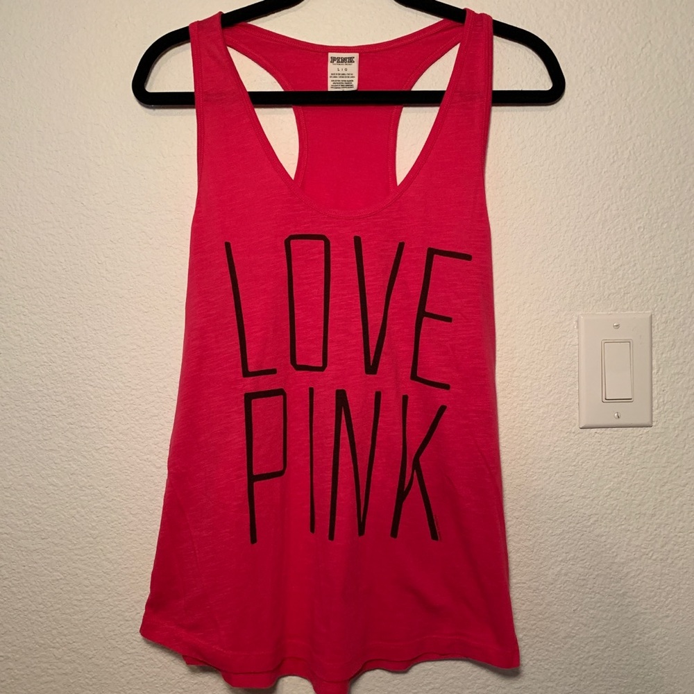 PINK VS Hot Pink Love Pink Raceber Back Tank Top